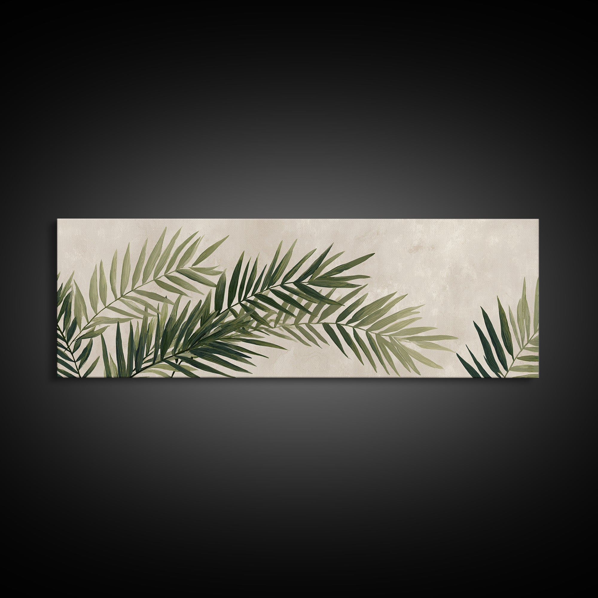 Palm Leaf Botanical Wall Art, Green Tropical Canvas Print, Coastal Boho Home Decor, Modern Nature Above Bed Wall Decor Print