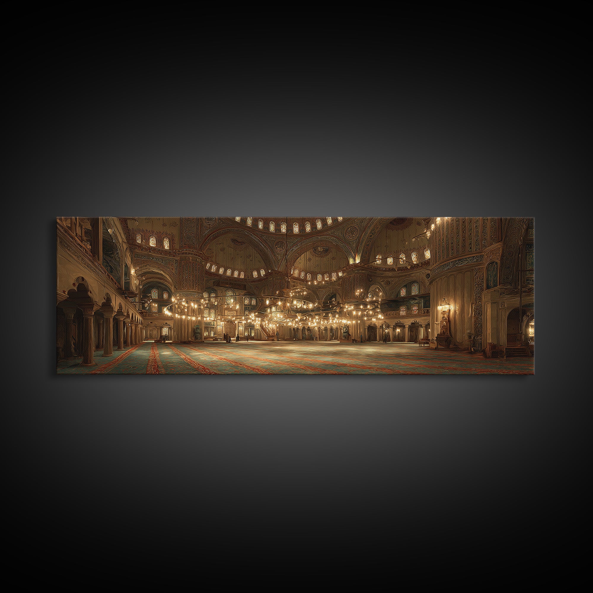 Grand Cathedral Interior With Golden Lighting And Ornate Details - Stunning Religious Wall Art Canvas Print For Classic Home Decor