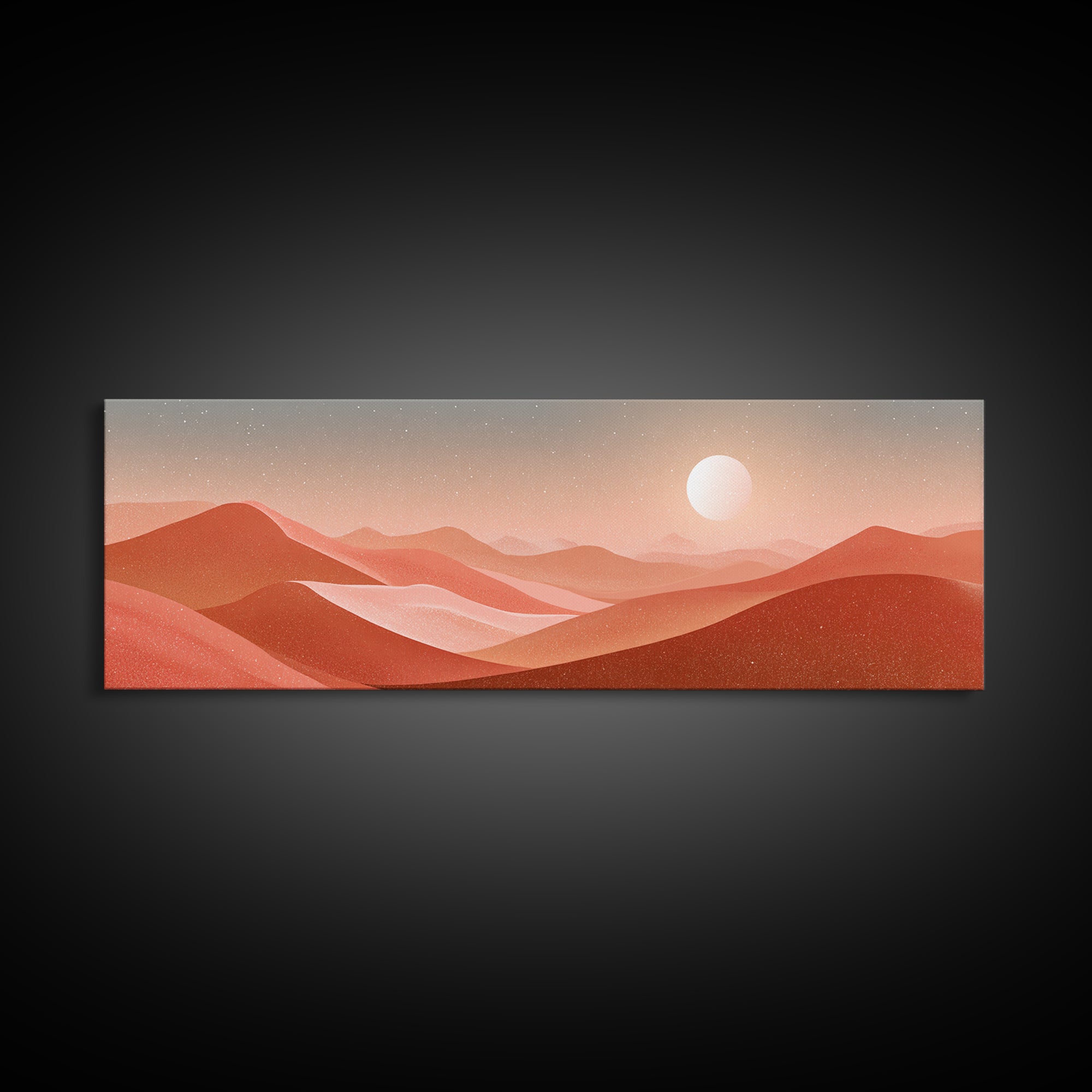 Terracotta Desert Hills Sunset Wall Art, Modern Landscape Canvas Print, Earth Tone Decor For Living Room And Office Decor