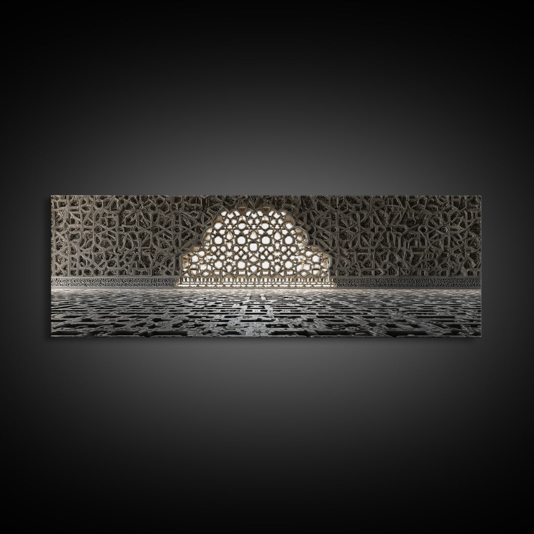 Intricate Islamic Architecture Night Festival Amazing Illuminated Landscape Framed Canvas Print For Spiritual Home Decor And Unique Wall Art