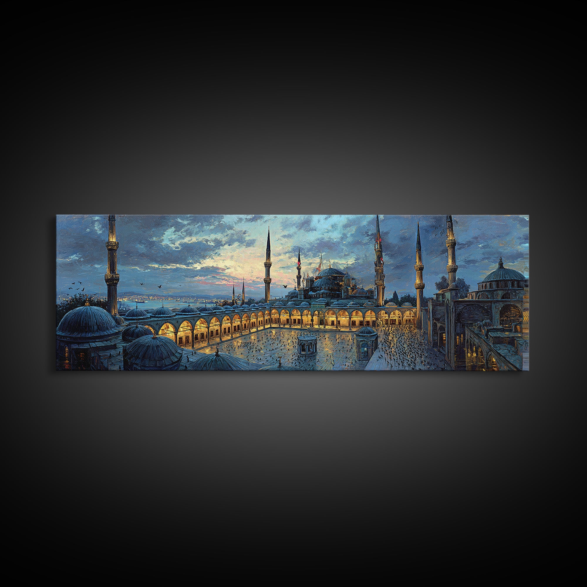 Family Gathered On Lakeside Dock Summer Scene Colorful Landscape Wall Art Framed Canvas Print For Home