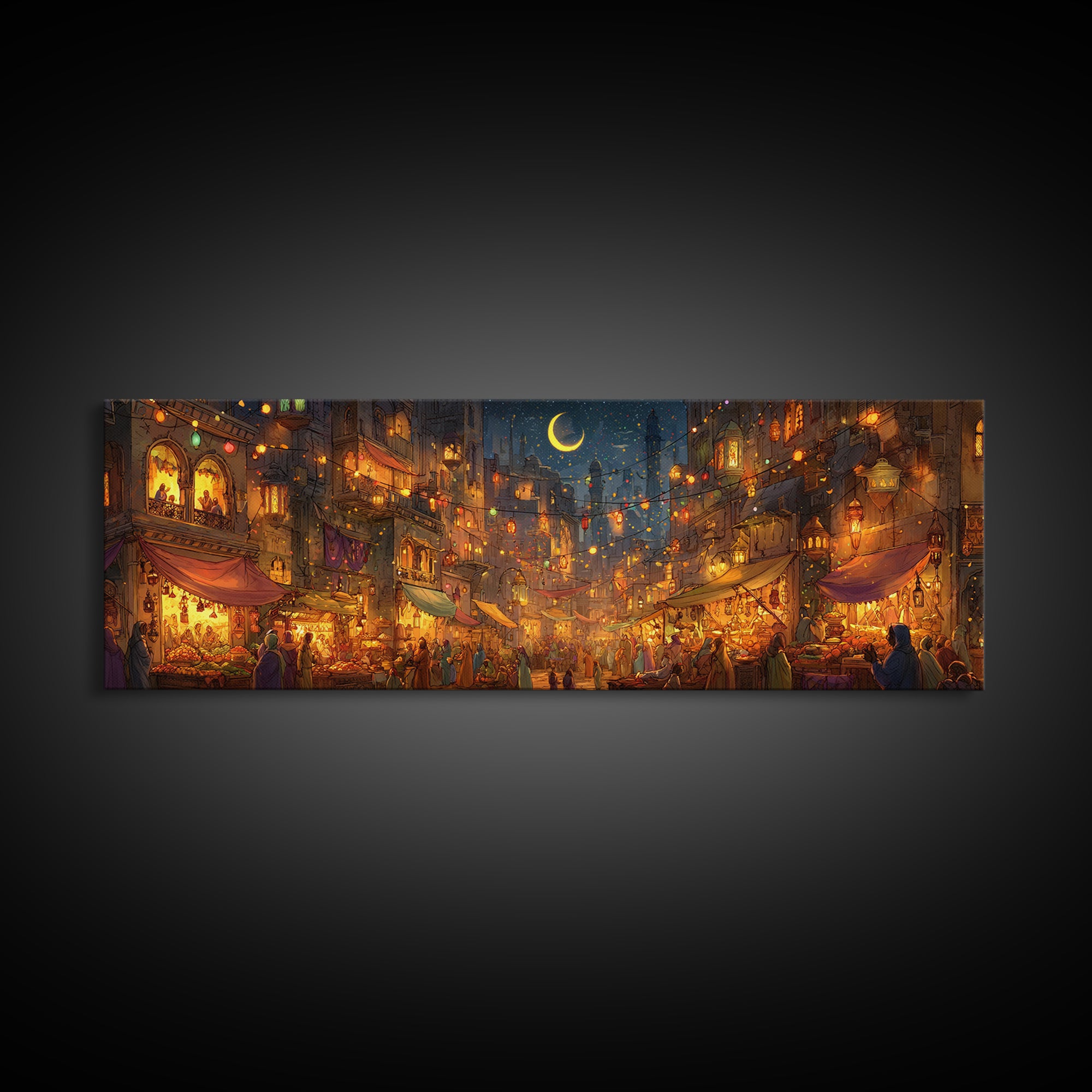 Calm Mountain Lake Canoe Landscape Oil Painting Wall Art Serene Nature Scene Large Framed Canvas Print