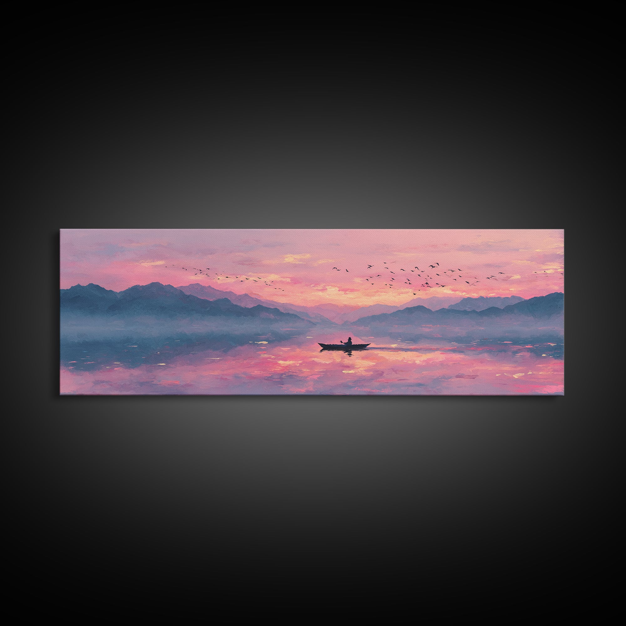 Vibrant Fantasy Dragon In Glowing Stormy Night Sky Dramatic Surreal Wall Art Framed Canvas Print For Unique Home Decor And Gift
