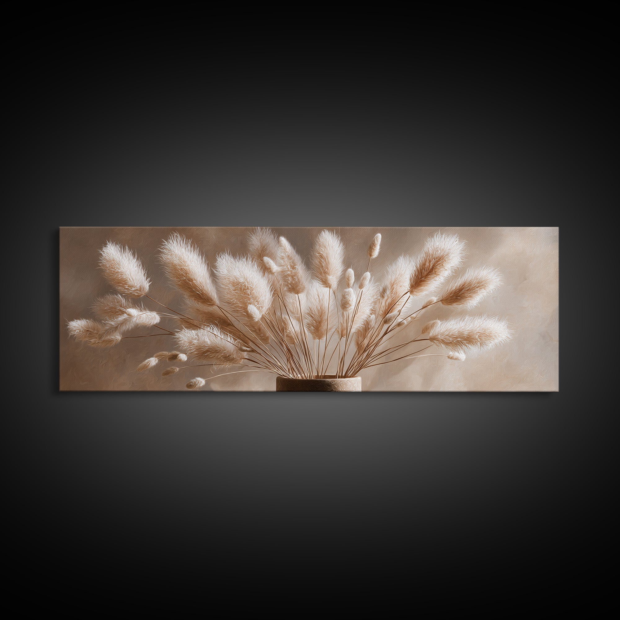 Soft Pampas Grass Plumes Wall Art, Minimalist Neutral Canvas Print, Boho Bedroom Decor, Wabi Sabi Living Room Gift For Her