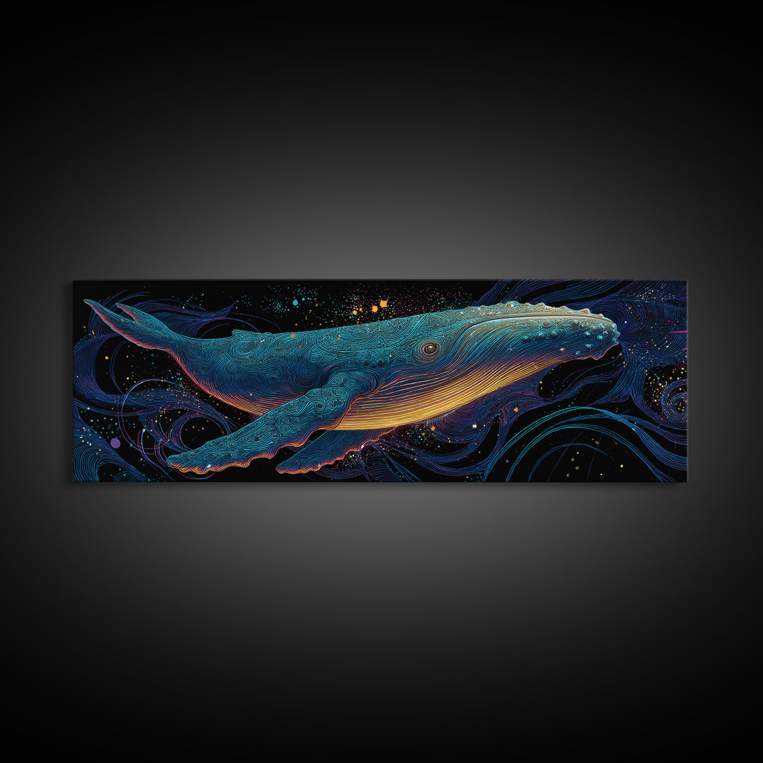 Cosmic Blue Whale Wall Art, Marine Life Canvas Print, Ocean Animal Art, Nautical Coastal Decor, Kids Room Decor, Gift For Whale Lover