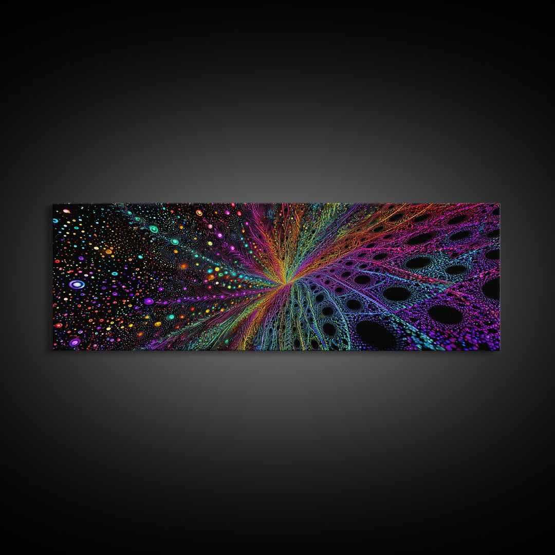 Rainbow Fractal Starburst Abstract Wall Art, Psychedelic Space Canvas Print, Colorful Modern Decor, Cosmic Gallery Gift Idea