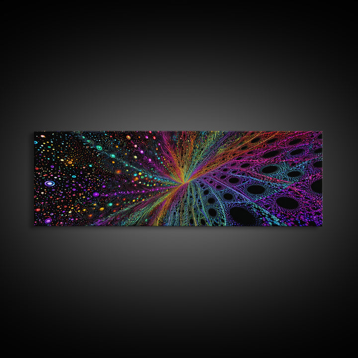 Rainbow Fractal Starburst Abstract Wall Art, Psychedelic Space Canvas Print, Colorful Modern Decor, Cosmic Gallery Gift Idea