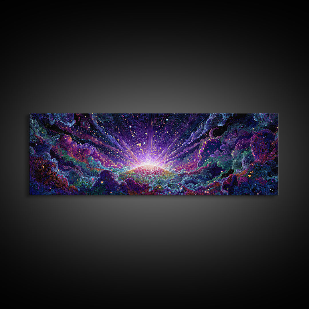 Radiant Cosmic Sunrise Wall Art, Colorful Abstract Space Poster, Galaxy Canvas Decor, Modern Living Room Wall Art Print