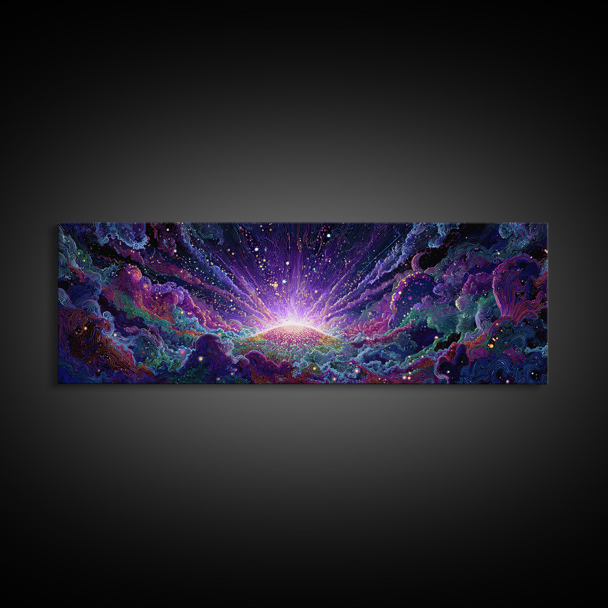 Radiant Cosmic Sunrise Wall Art, Colorful Abstract Space Poster, Galaxy Canvas Decor, Modern Living Room Wall Art Print