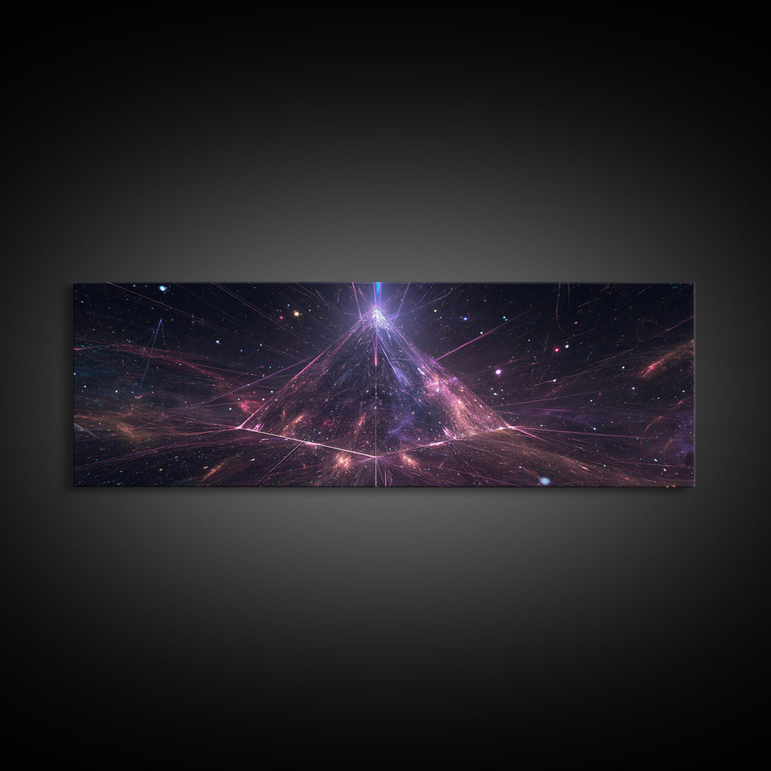 Cosmic Pyramid Galaxy Wall Art, Celestial Abstract Canvas Print, Space Decor, Sci Fi Wall Decor, Mystical Astronomy Art Print