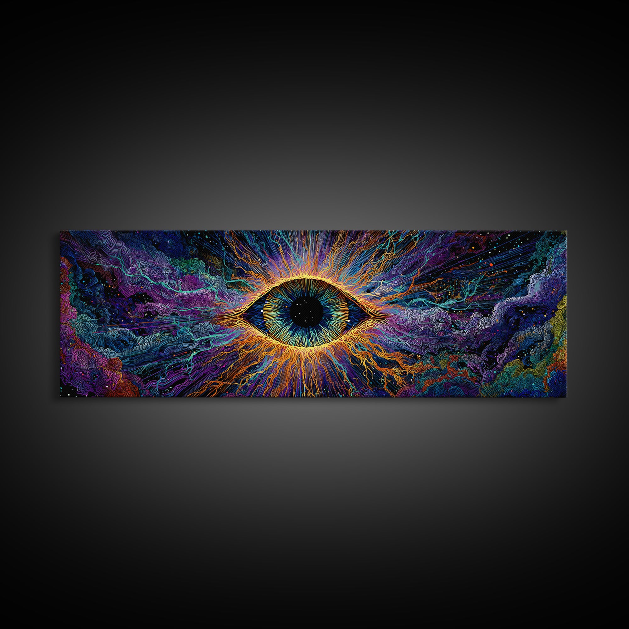 Cosmic All Seeing Eye Wall Art, Psychedelic Abstract Canvas Print, Mystical Celestial Decor, Spiritual Statement Artwork