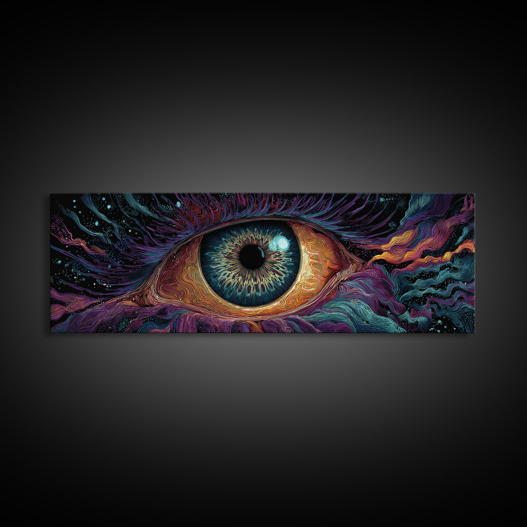 Surreal All Seeing Cosmic Eye Wall Art, Mystical Psychedelic Canvas Decor, Spiritual Wall Art Print, Modern Home Decor, Gift For Her