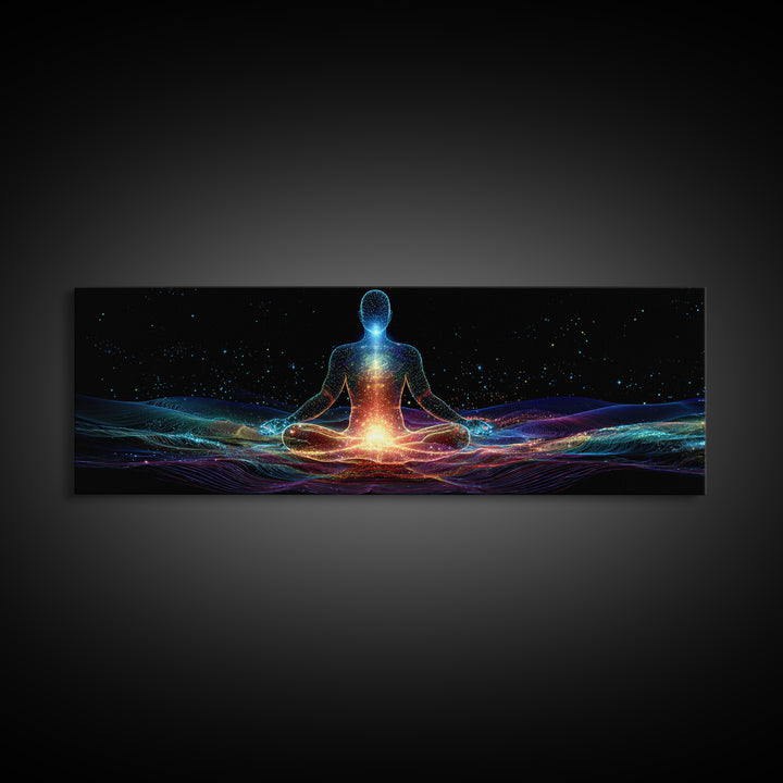 Cosmic Energy Meditation Wall Art, Celestial Yoga Decor, Psychedelic Space Art Print, Chakra Healing, Modern Spiritual Decor