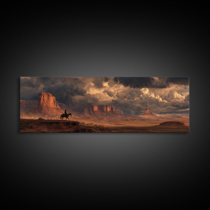 Stormy Western Mesa Canvas Print, Cowboy Desert Landscape Wall Art, Southwestern Decor, Rustic Living Room Wall Art Print