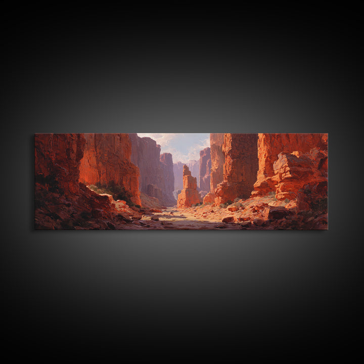 Red Rock Desert Canyon Wall Art, Southwestern Landscape Canvas Print, Western Decor, Earth Tone Decor, Large Horizontal Art