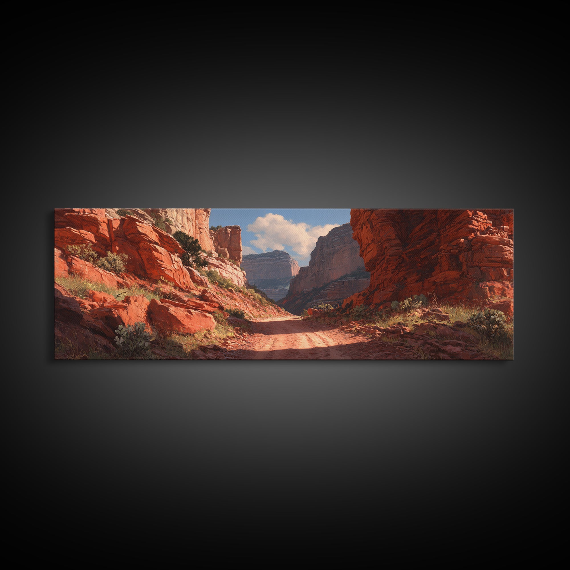 Red Rock Desert Canyon Road Canvas Print, Southwestern Wall Art, Arizona Landscape Decor, Rustic Western Home Decor Gift