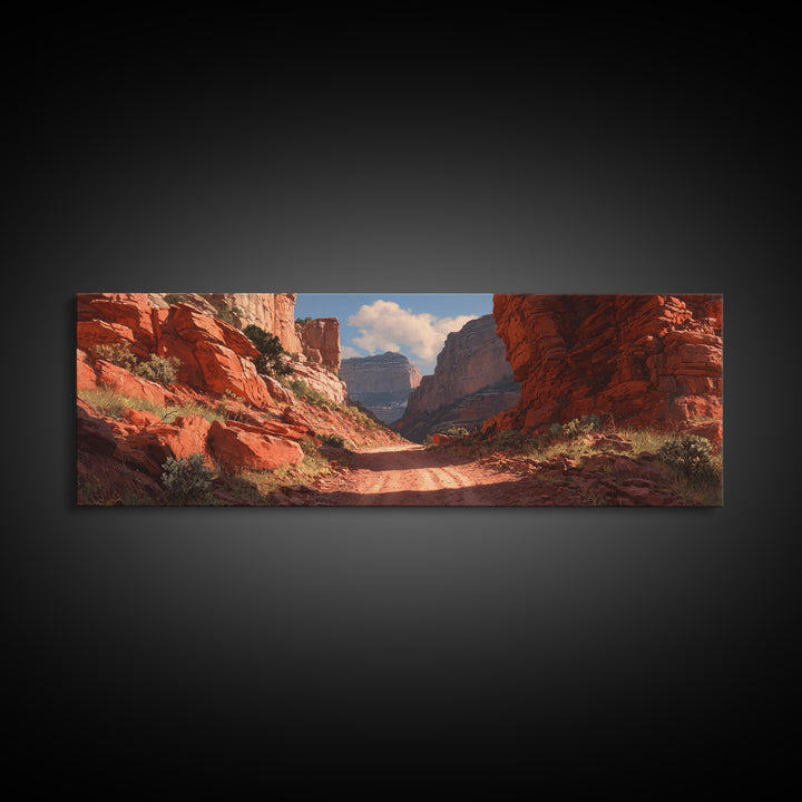 Red Rock Desert Canyon Road Canvas Print, Southwestern Wall Art, Arizona Landscape Decor, Rustic Western Home Decor Gift