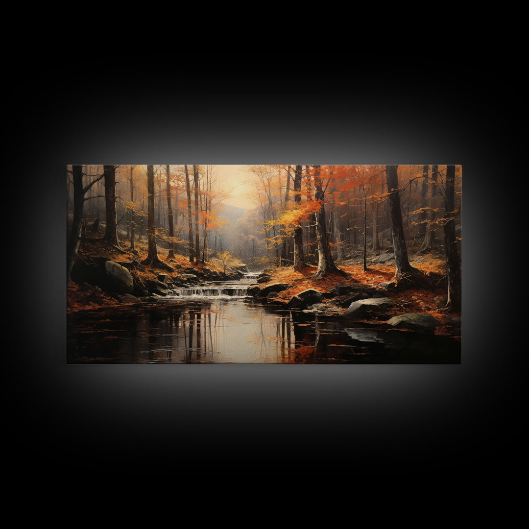 Fall Centerpiece Landscape Painting Canvas Print, Autumn Decor, Fall Centerpiece, Fall Home Decor, Fall Wall Decor, Fall Home Decor