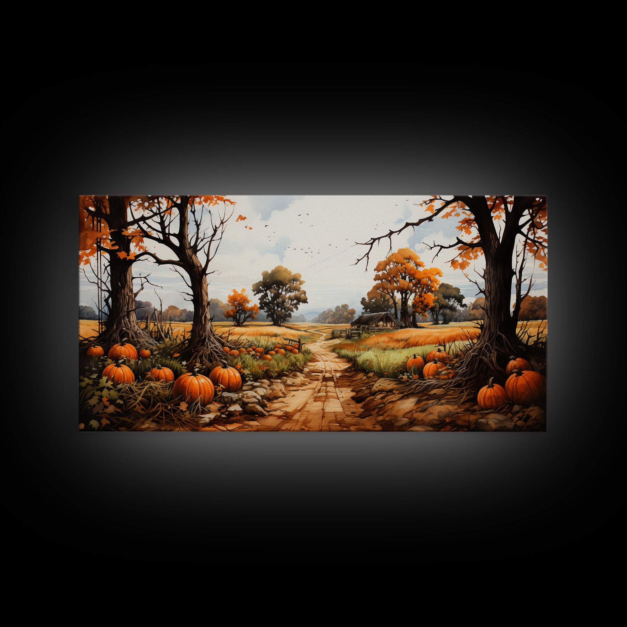 The Pumpkin Patch, Pumpkins Stilll Life, Fall Decor, Farmhouse Wall Art, Framed Canvas Print, Vintage Inspired, Farmhouse Wall Art