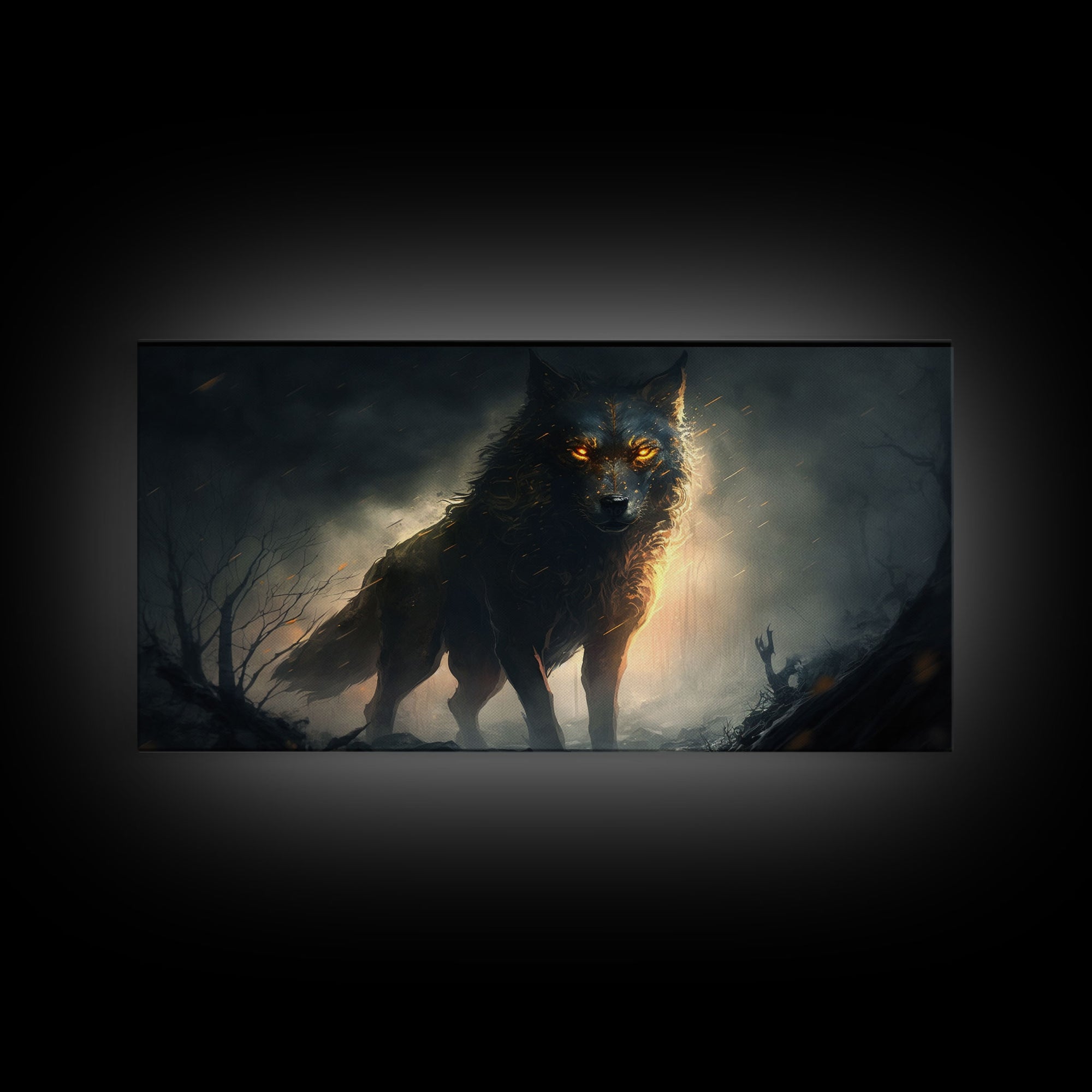 The Great Wolf Fenrir, Framed Canvas Print, Norse Mythology, Fantasy Art