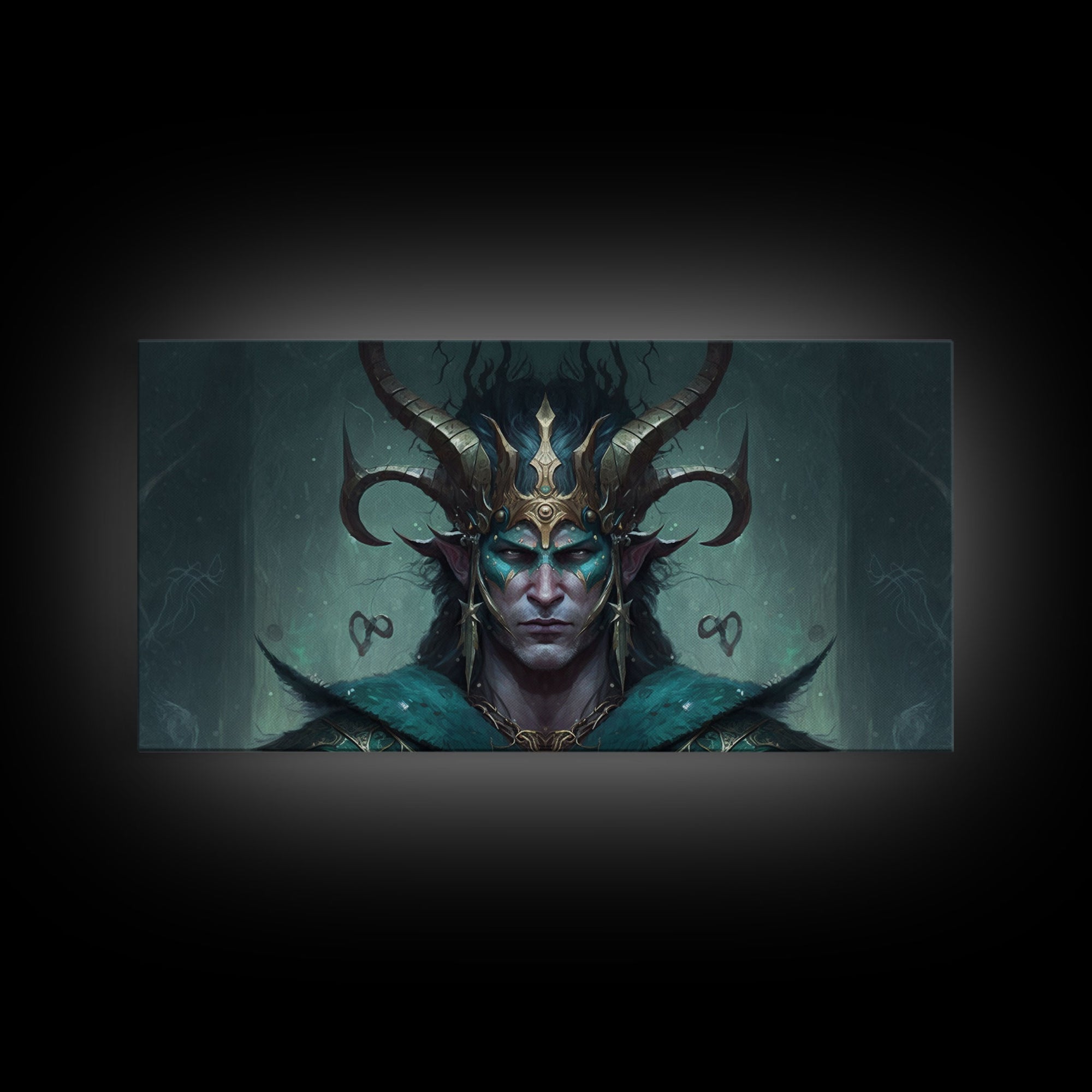 Aesthetic Loki the Trickster God, Norse Mythology, Framed Canvas Print, Extra Large Art, Fantasy Decor, Pastel Aesthetic Art