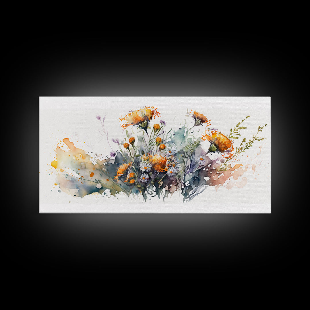 Rustic Farmhouse Decor, Framed Canvas Print, Floral Watercolor Painting, Flower Art, Flower Painting, Entry Room Painting, Gift For Mom