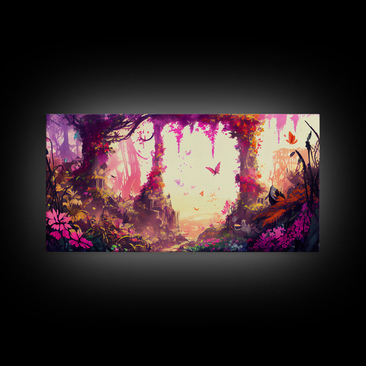 Pink Forest Art | Framed Canvas Print | Framed Art | Fantasy Decor | Magenta / Fuchsia Gift | Large Format Art