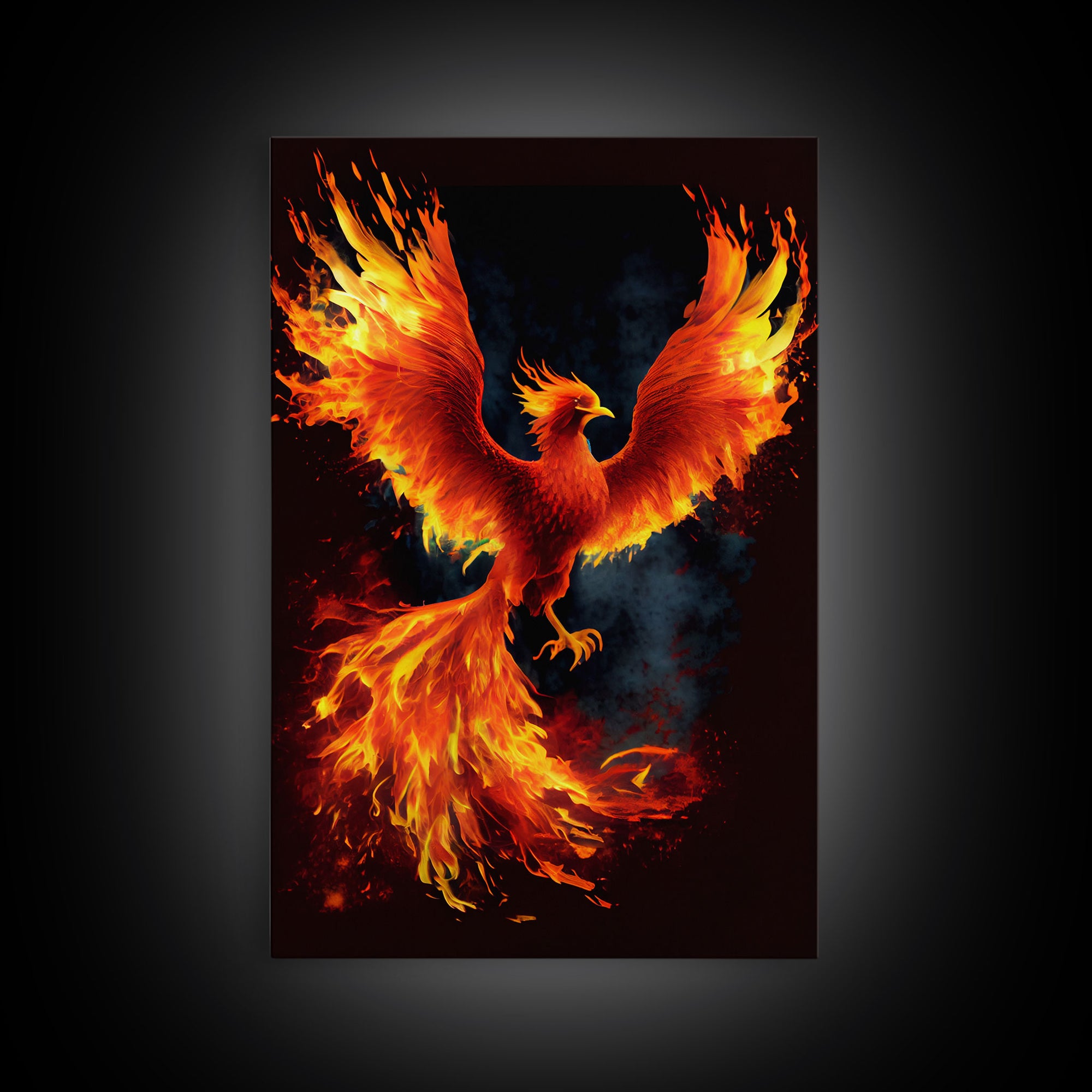 Phoenix Print on Canvas , Floating Frame, Modern Wall Art, Extra Large Canvas Wall Art, Rebirth and Renewal