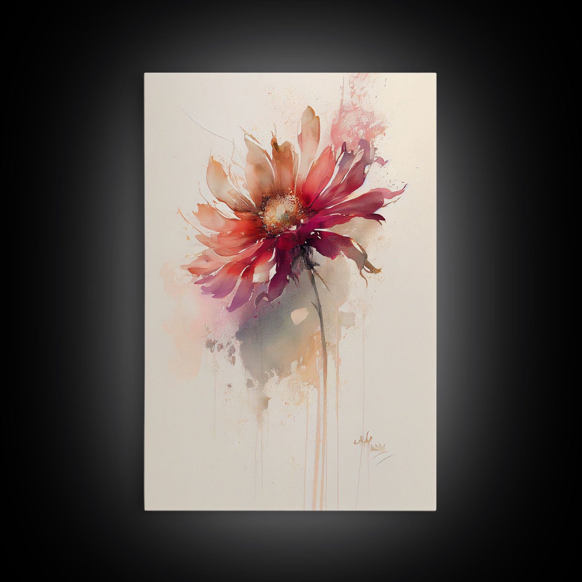Vintage Style Framed Canvas Art, Vintage Floral Print, Vintage White Roses Painting, Still Life Botanical Farmhouse print, Red Flower Art