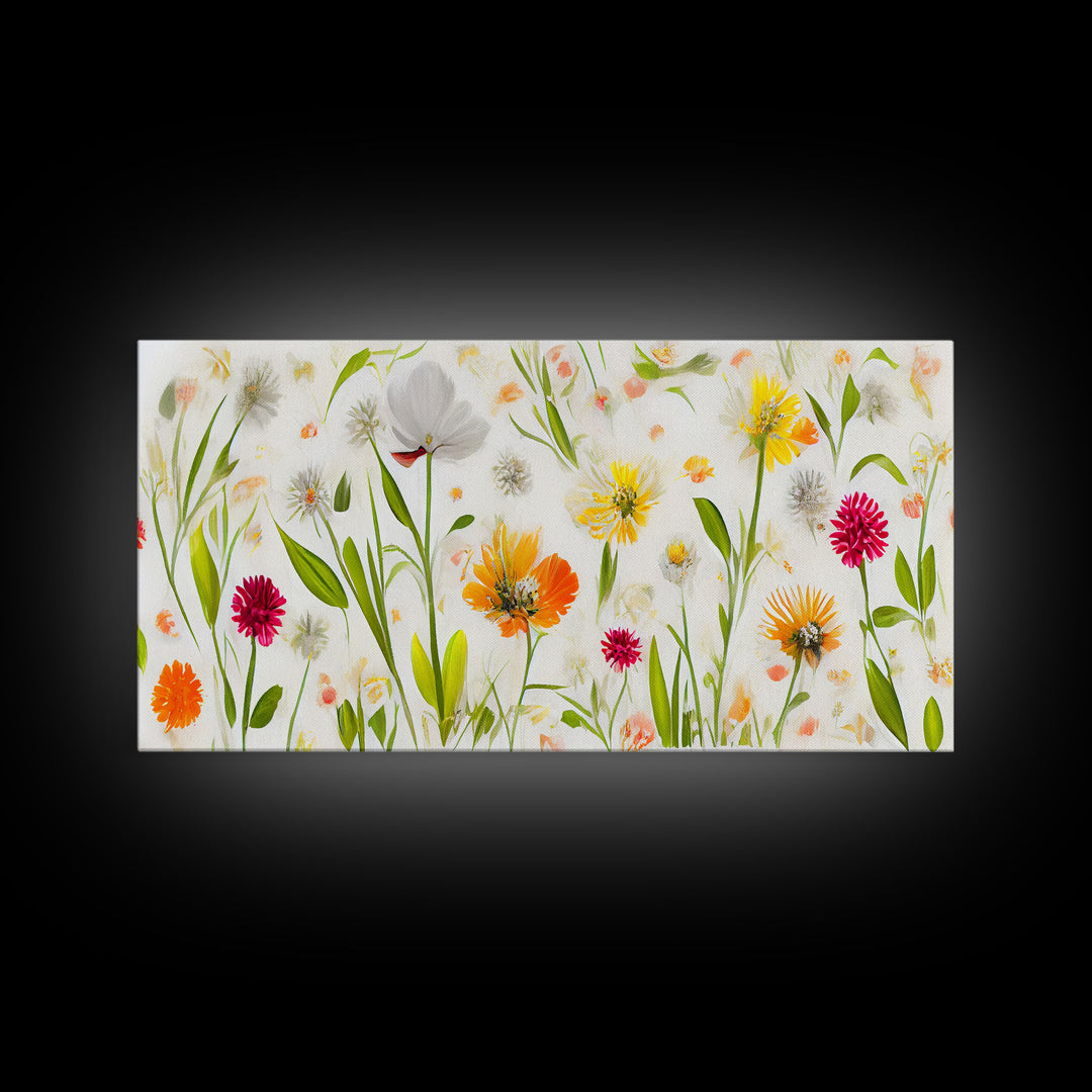 Botanical wall art, spring flowers, canvas print, dorm art for girls