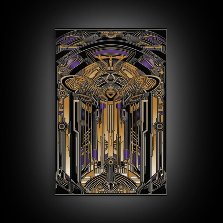 Midcentury Modern Wall art - Framed Canvas Print - Art Deco - Canvas Wall art - Gold & purple art - Retro art - 1930s Style Art - Wall art