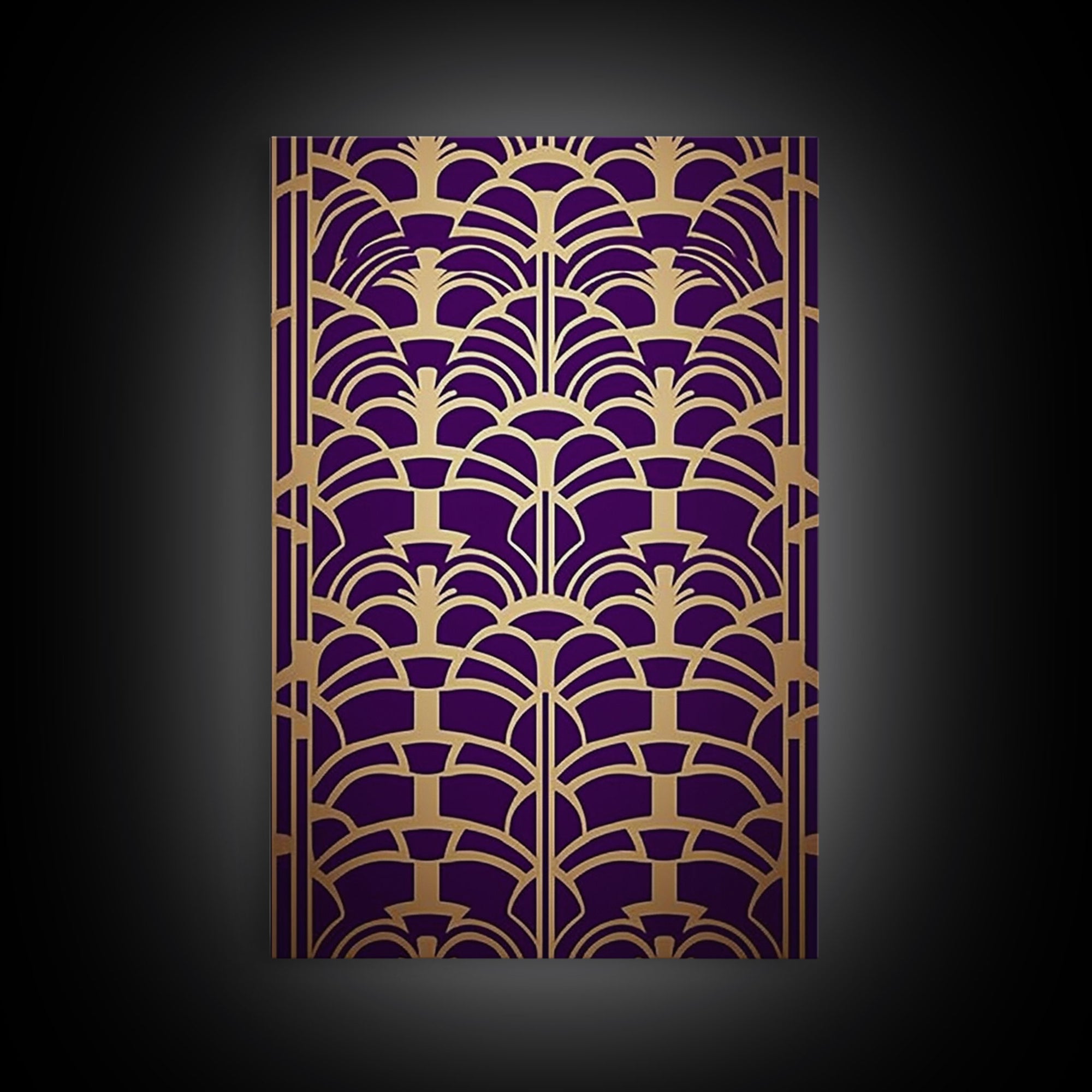 Midcentury Modern Wall art - Framed Canvas Print - Art Deco-  Office decor - Purple & gold art - Ornament art - Abstract art - Geometric art