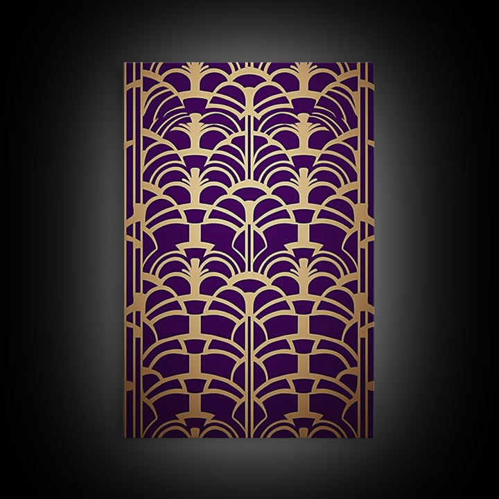 Midcentury Modern Wall art - Framed Canvas Print - Art Deco-  Office decor - Purple & gold art - Ornament art - Abstract art - Geometric art