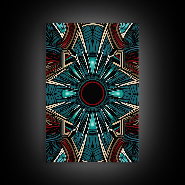 Art Deco Pattern Wall art - Framed Canvas Print - Art Deco - Red & blue art - Colorful painting - Patterns art - Wall art - Living room art