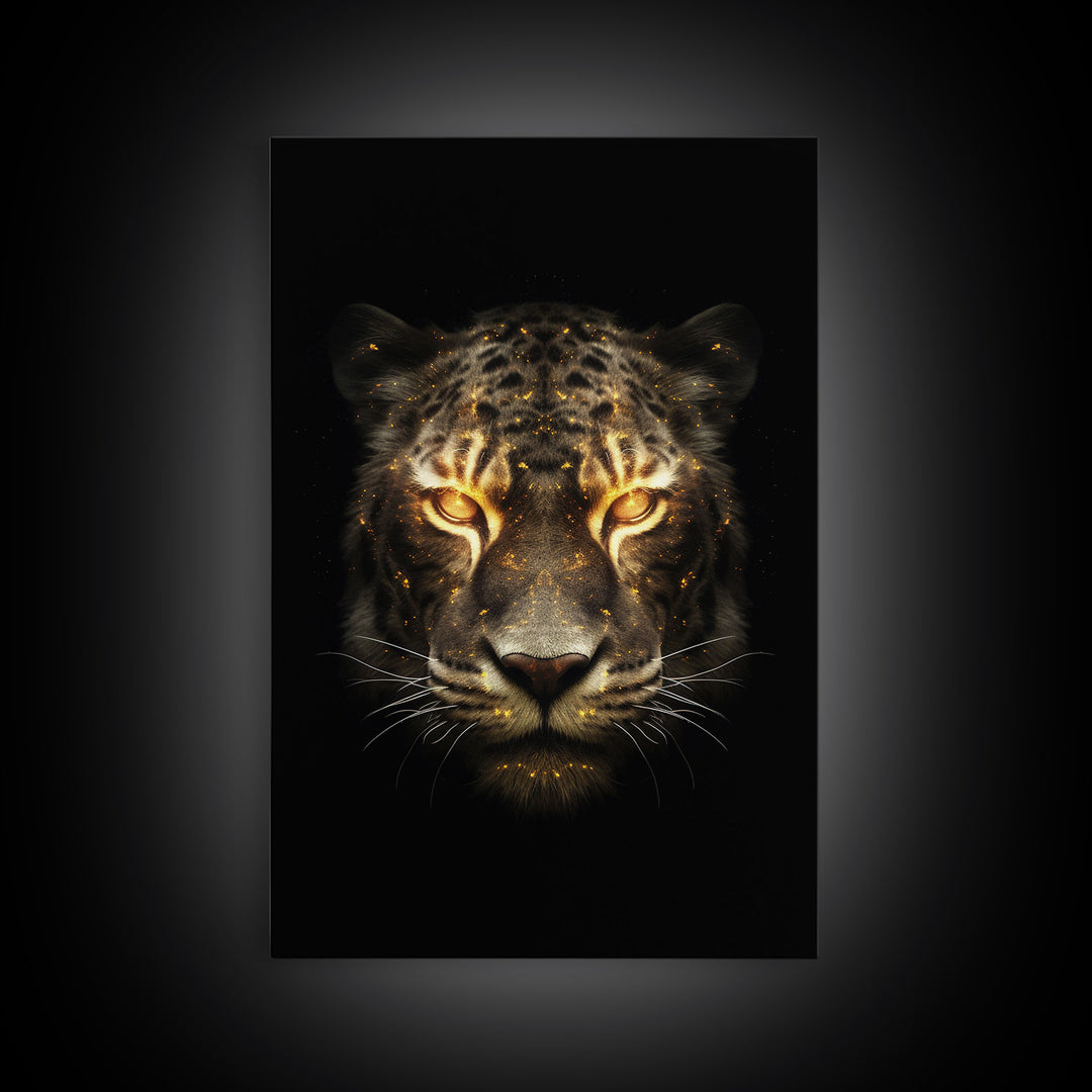 Fire Eyed Tiger Portrait Art Print, Framed Wall Art, Canvas Print, Big Cat Art, Tiger Painting, Cosmic Tiger Print