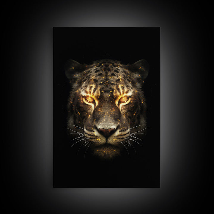 Fire Eyed Tiger Portrait Art Print, Framed Wall Art, Canvas Print, Big Cat Art, Tiger Painting, Cosmic Tiger Print