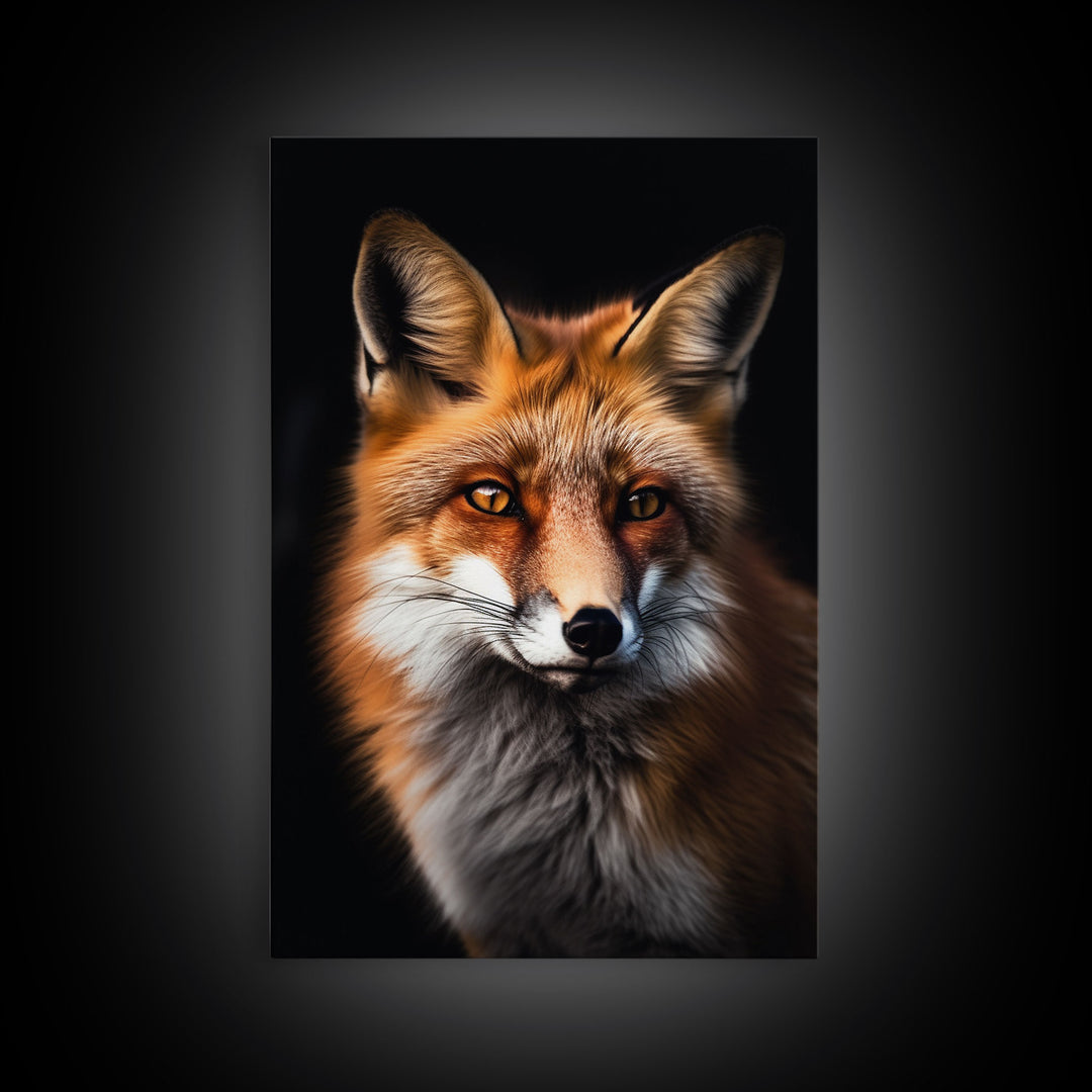 Portrait of a Red Fox, Framed Canvas Print, Framed Wall Art, Fox Photography, Wild Life Art