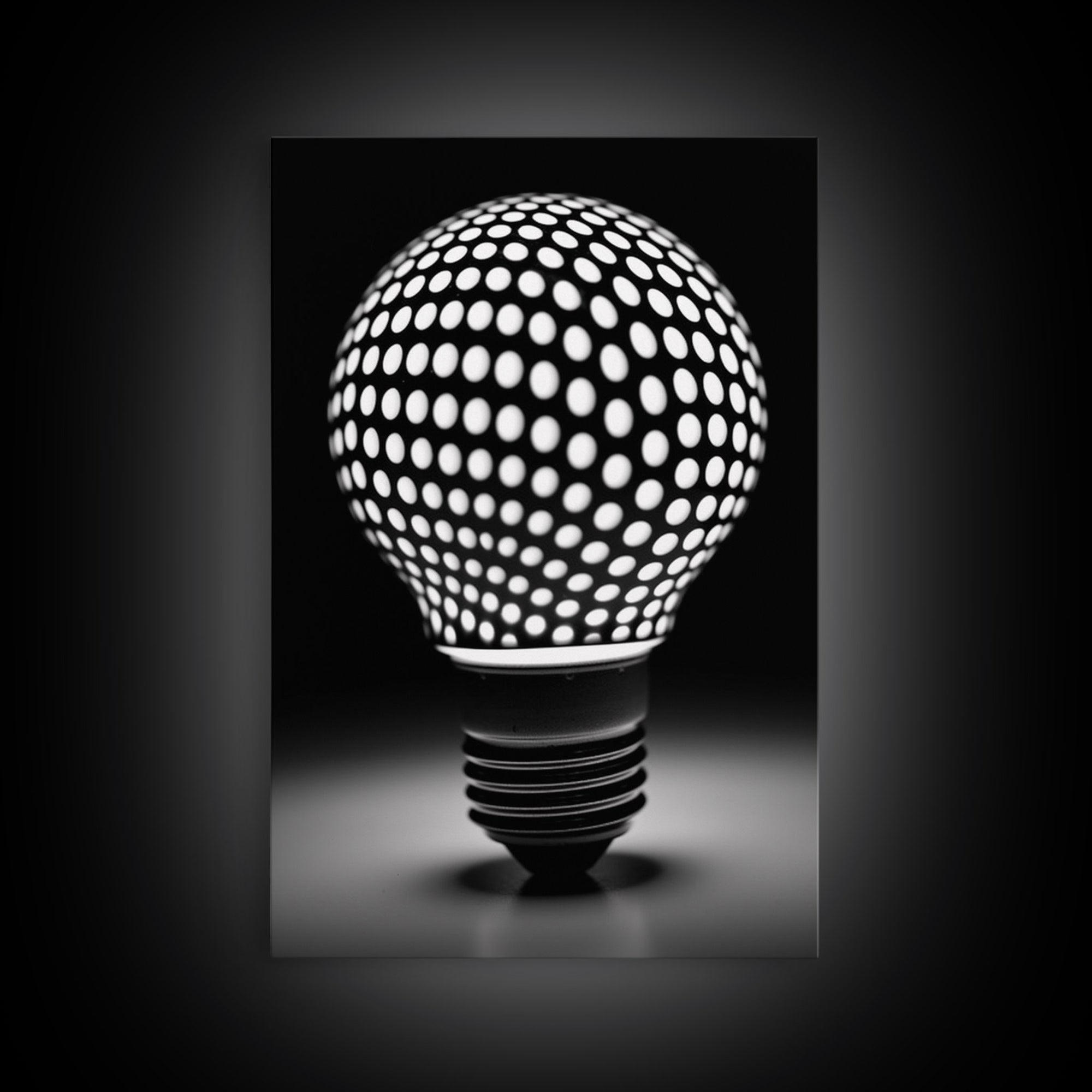 Dotted Light Bulb Wall Decor, Black And White Art, Dotted Art, Minimalist Print, Wall Decor, Canvas Print, Wall Art, Framed Canvas