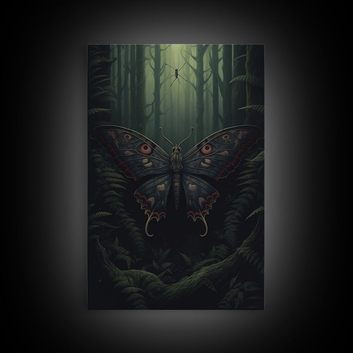 Butterfly Wall Decor, Butterfly In Woods, Green Wall Art, Insect Wall Decor, Wall Decor, Canvas Print, Wall Art, Framed Canvas