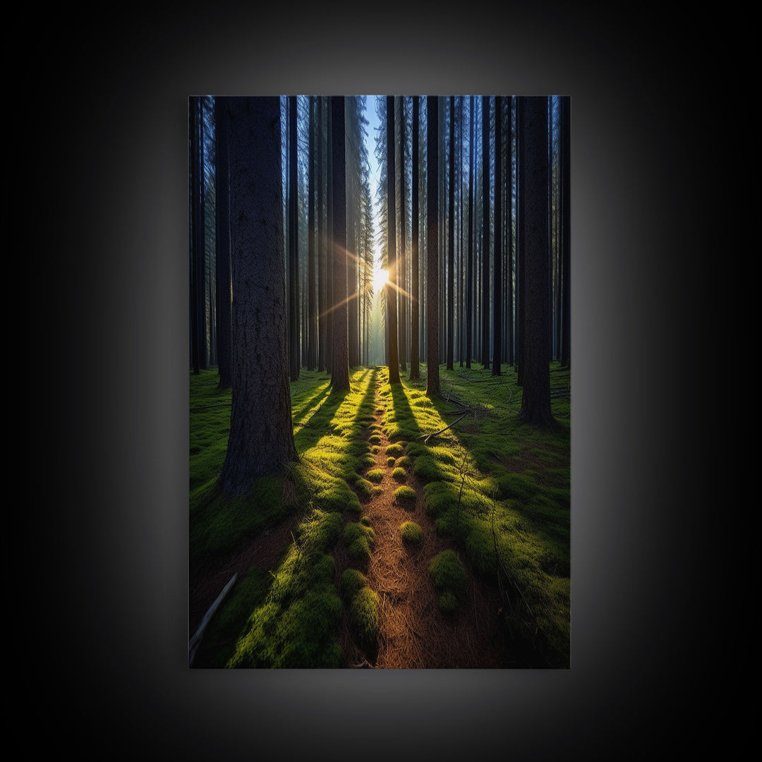 Sunset Wall Decor, Nature Print, Forest Path Wall Art, Trees Wall Art, Photography Print, Wall Decor, Canvas Print, Wall Art, Framed Canvas