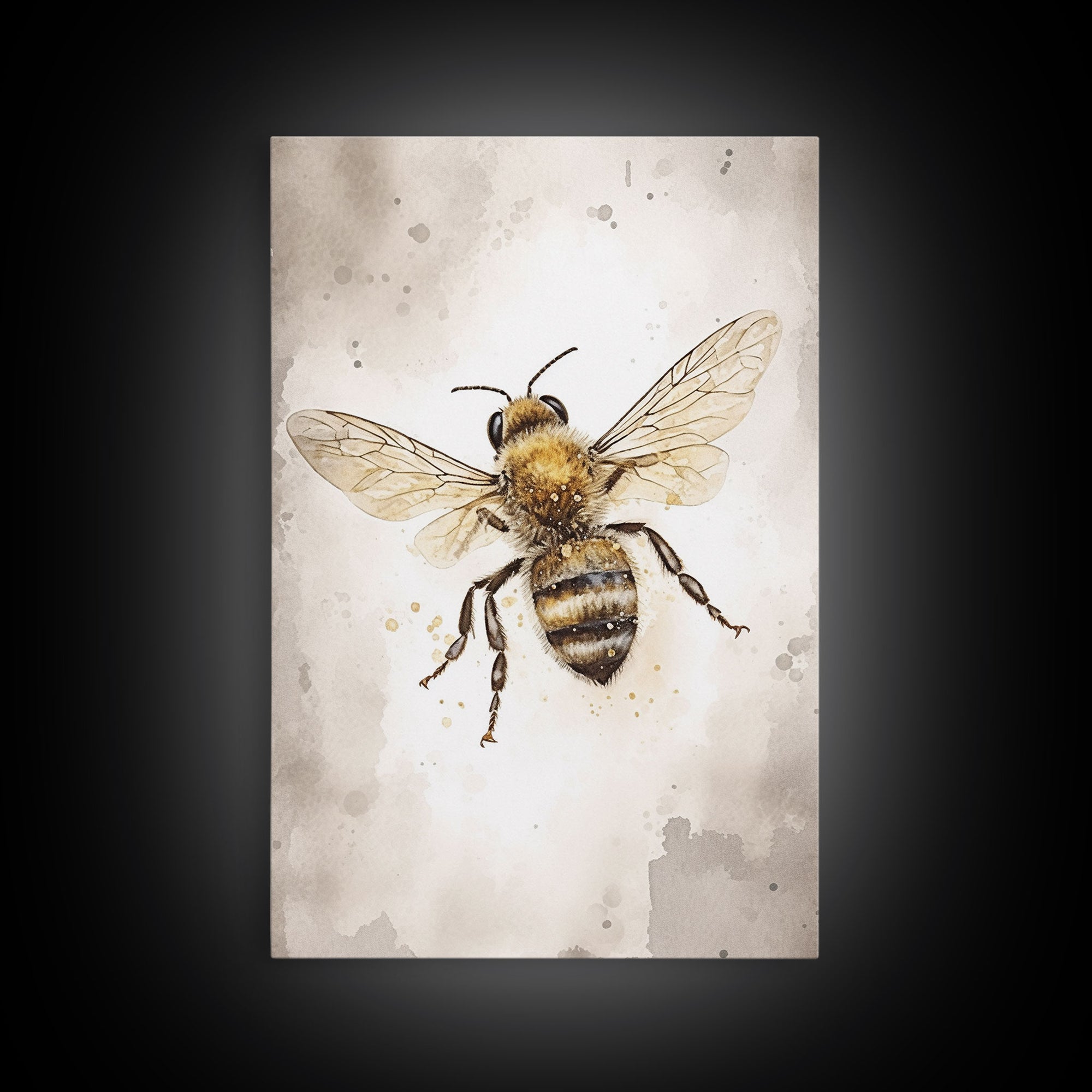 Honey Bee Wall Art, Insect Wall Decor, Nature Art, Bee Painting, Minimalist Wall Art, Wall Decor, Canvas Print, Wall Art, Framed Canvas Art