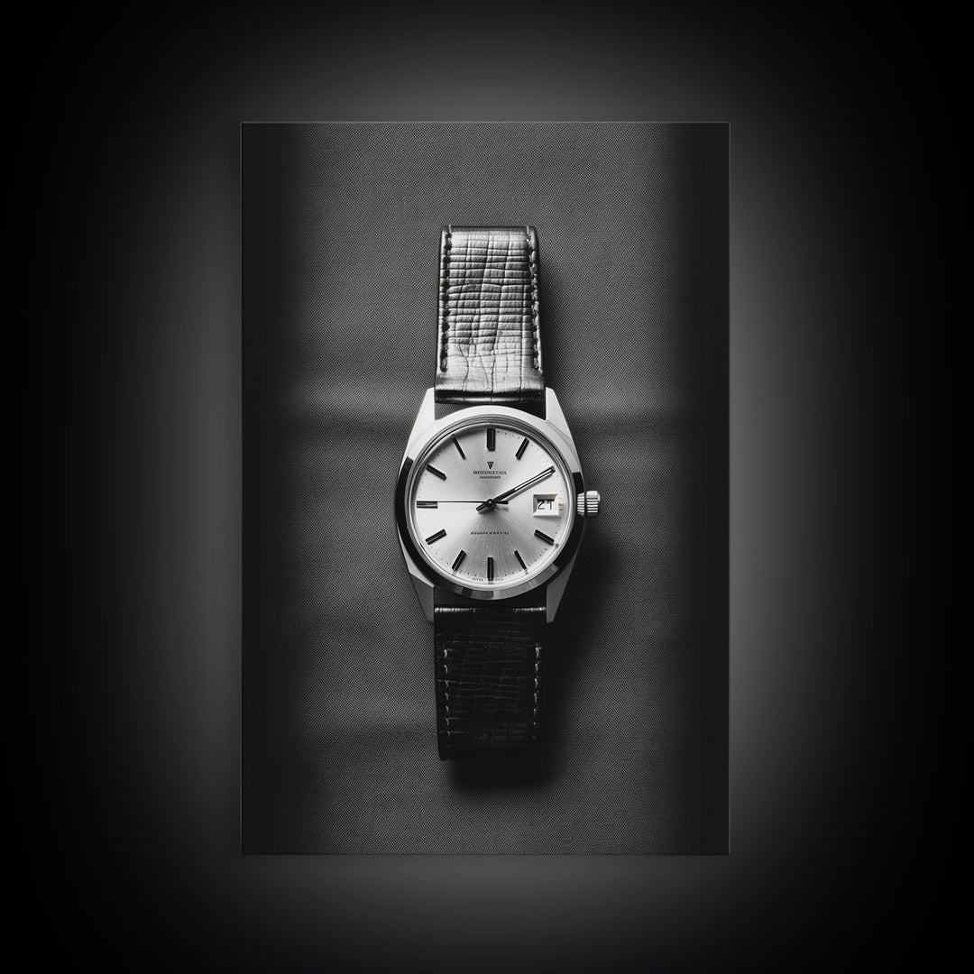 Classic Wrist Watch Wall Art, Watch Art, Watch Face, Black And White, Minimalist Print, Wall Decor, Canvas Print, Wall Art, Framed Canvas