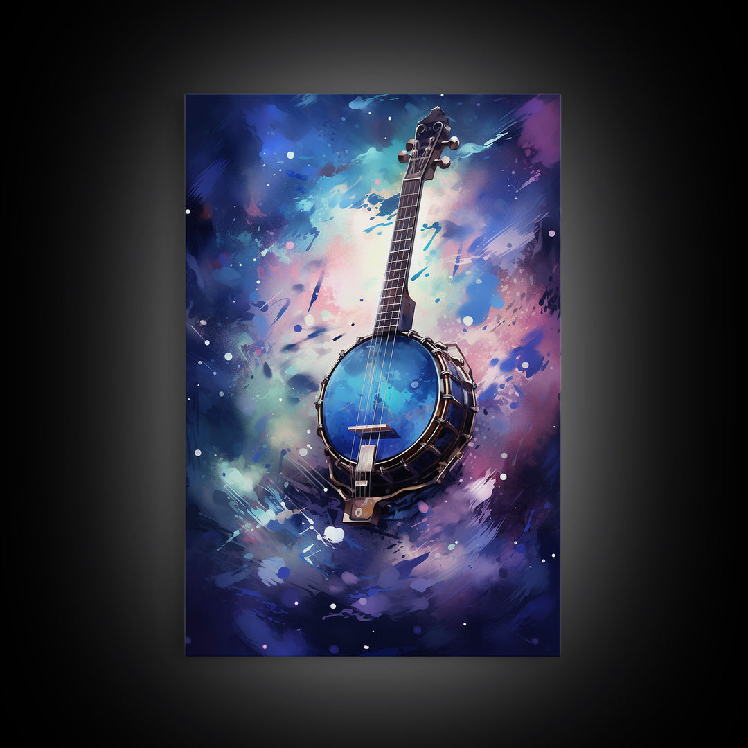 Galaxy Banjo Gift, Banjo Wall Art Canvas Print, Country Music Art, Guitar Art, Banjo Poster Print, Banjo Gifts, Musical Art