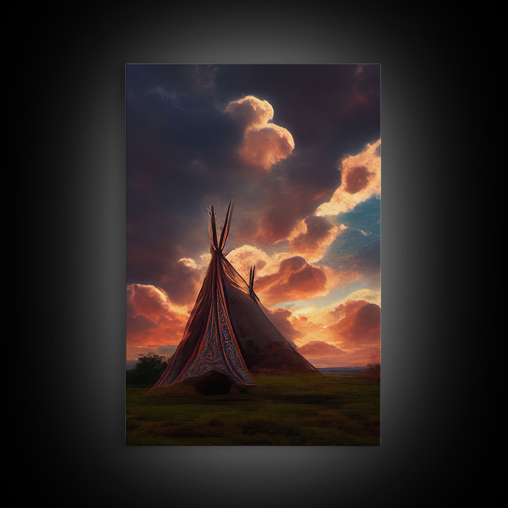 Native American Tipi Wall Art, Poster Print, Fine Art Paper Print, Early American Style Wall Decor