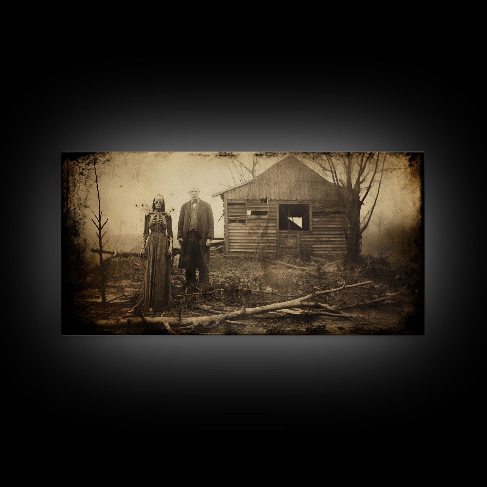 The Apparition, Vintage Photo Prints, Spooky Halloween Decor, Haunted Ghost Family Tintype Portrait Art, Weird and Unusual Photo Print