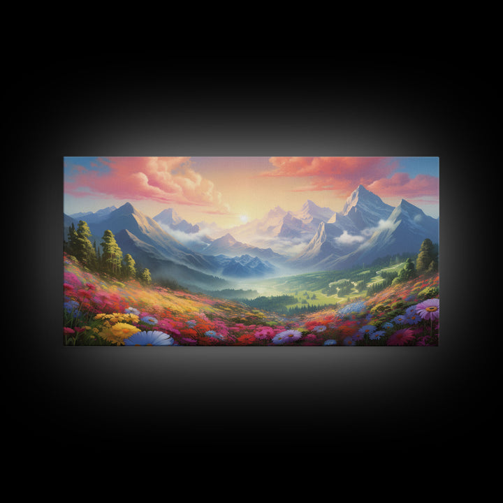Mountain Painting Canvas Print, Colorful Art, Mountain Art, Landscape Painting, Mountain Wall Art, Nature Painting, Mountain Art Print