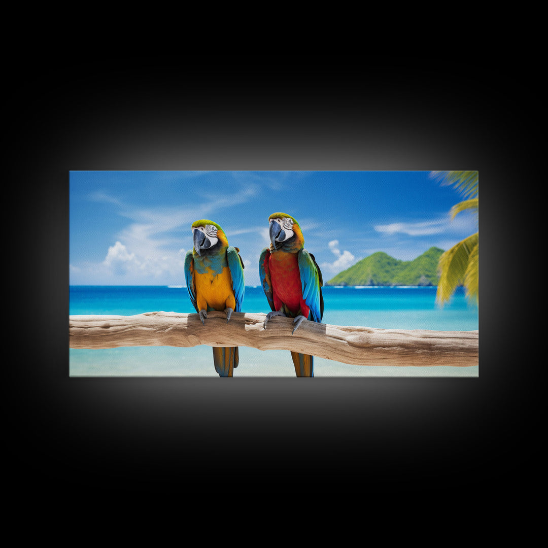 Macaw, Bird Print, Tropical Bird Print, Tropical Art Print, Panoramic Art, Wall Art, Canvas Art, Landscape Art, Landscape Print, Home Decor