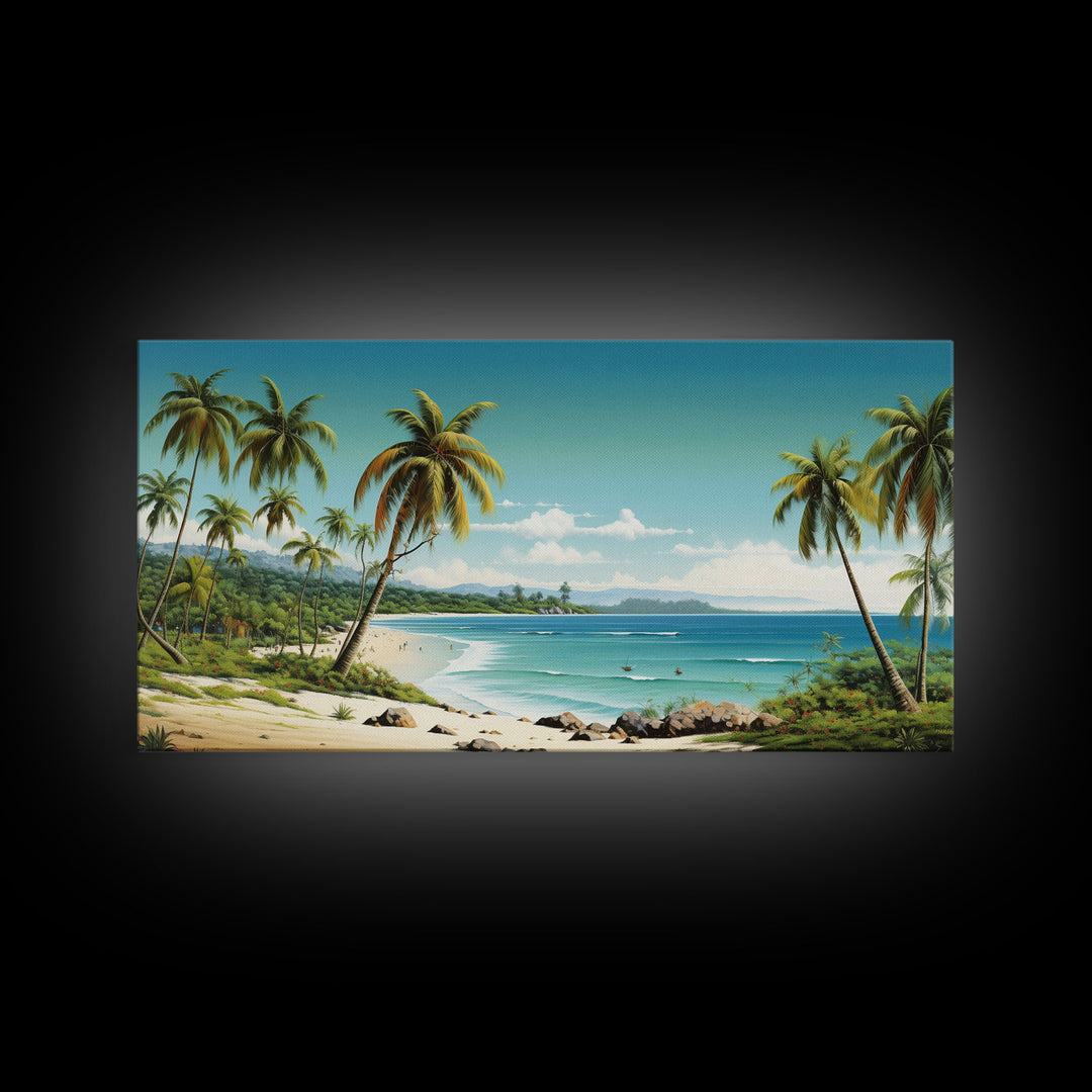 Tropical Wall Art, Palm Tree Wall Art, Beach Wall Art, Panoramic Landscape, Wall Art, Canvas Wall Art, Landscape Art Print, Ocean Wall Art