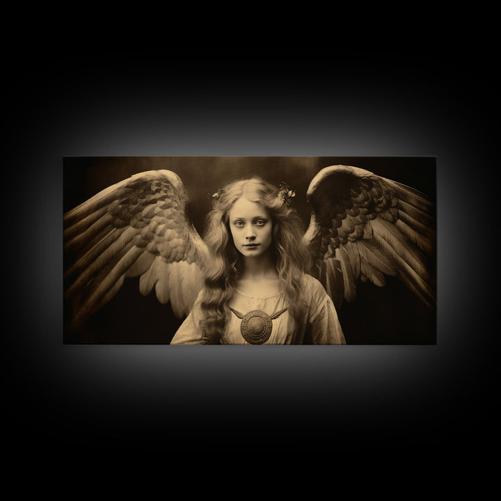 Tintype Photo Of An Angel, Angel Art, Angel Painting, Framed Canvas Print, Guardian Angel, Angel Art Print, Angel Wings, Religious Art