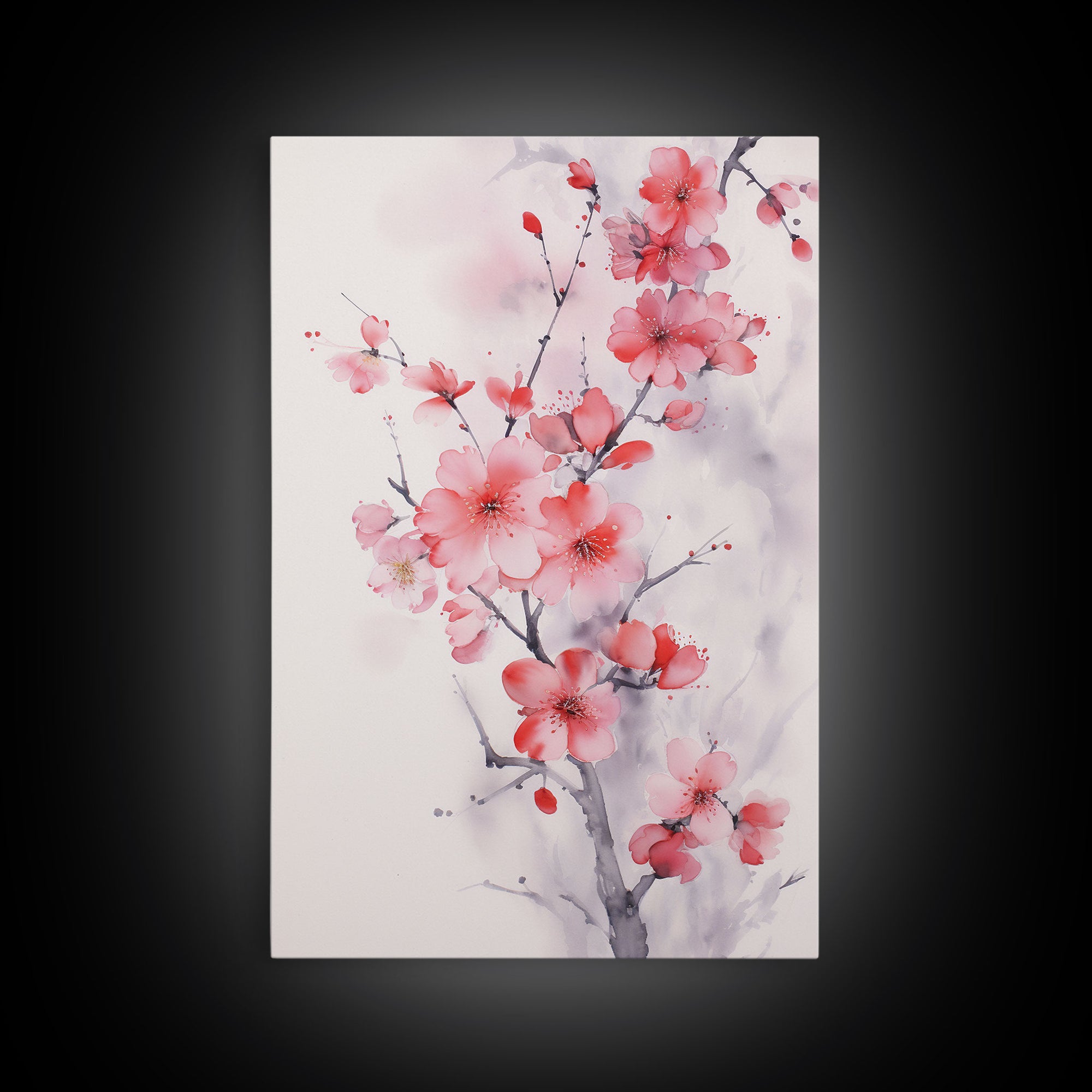 Cherry Blossom, Japanese Wall Art, Floral Wall Print, Nature Art, Canvas Print, Wall Art, Vertical Art, Modern Home Decor, Gift For The Home